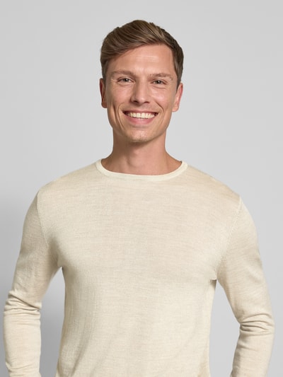 Profuomo Pullover aus Merinowolle mit Rundhalsausschnitt Beige 3