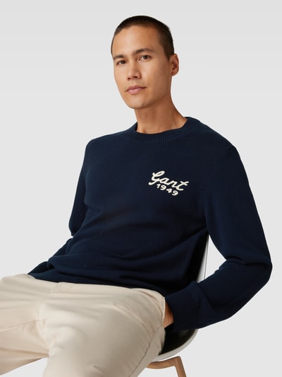 GANT Strickpullover mit Label-Print Modell 'LETTERMAN' Marine 3