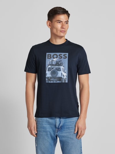 BOSS Orange T-Shirt mit Label- und Motiv-Print Modell 'mextour' Dunkelblau 4