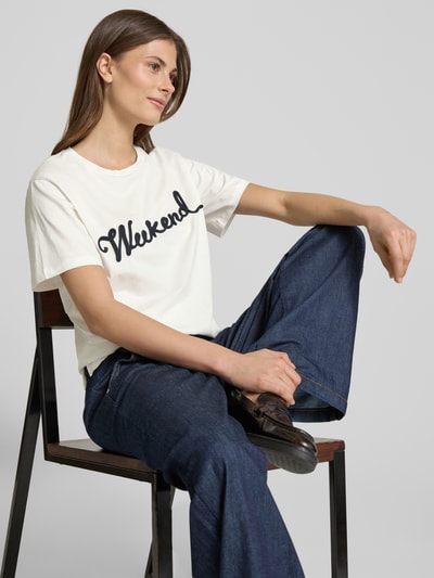 Weekend Max Mara T-Shirt mit Label-Stitching Modell 'OLGA' Weiss 3