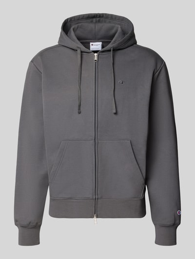 Produktfoto, Sweatjacke mit Label-Stitching und Känguru-Tasche von Champion im Regular Fit, Zweiwege-Reißverschluss, Baumwoll-Mix, Kapuze in Grau