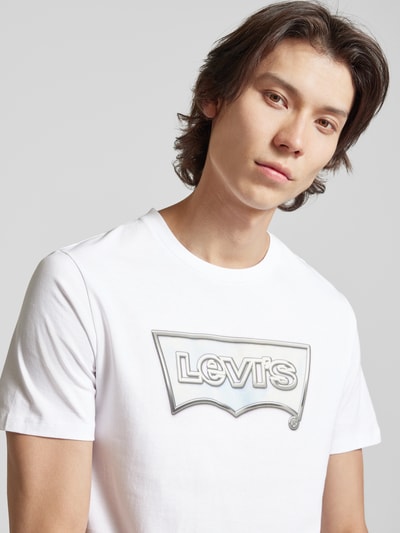 Levi's® T-shirt met labelprint en ronde hals Wit - 3