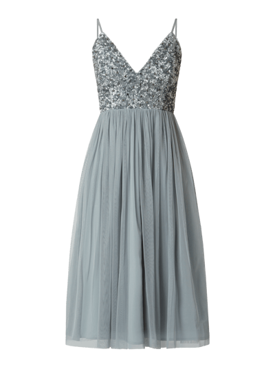 LACE & BEADS Cocktailkleid aus Mesh Mittelgrau 2