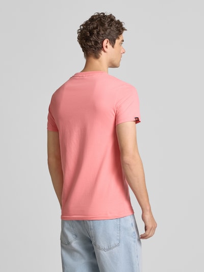 Superdry T-shirt met labelstitching Felroze - 5