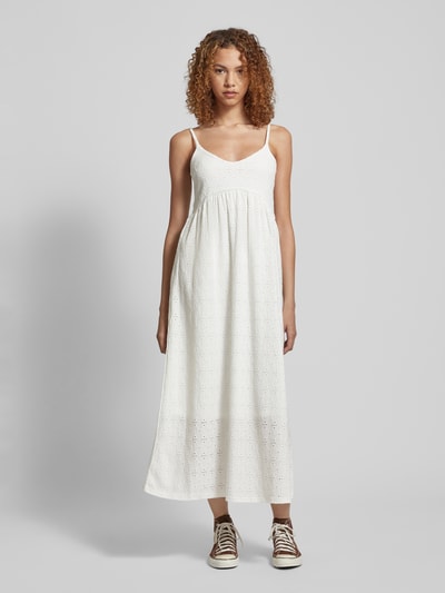 Only Sukienka midi z haftem angielskim model ‘ELLEN’ Złamany biały 4