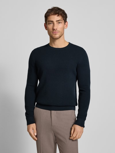 Tiger Of Sweden Gebreide pullover met ribboorden, model 'Connor' Donkerblauw - 4