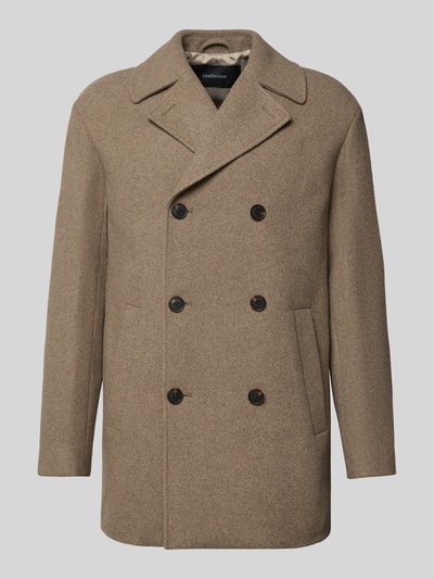 Matinique Lange jas van wolmix, model 'BURNLEY' Beige - 2