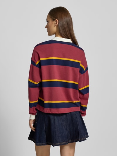 Review Bluza o kroju oversized z kołnierzykiem polo Bordowy 5