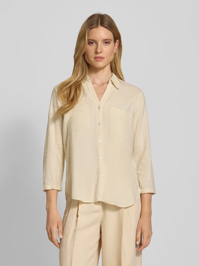 Tom Tailor Regular fit blouse met lange mouwen van een mix van linnen en viscose Beige - 4