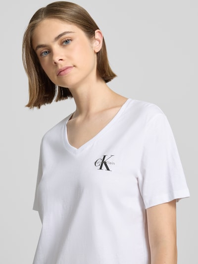 Calvin Klein Jeans T-Shirt mit Label-Print Weiss 3