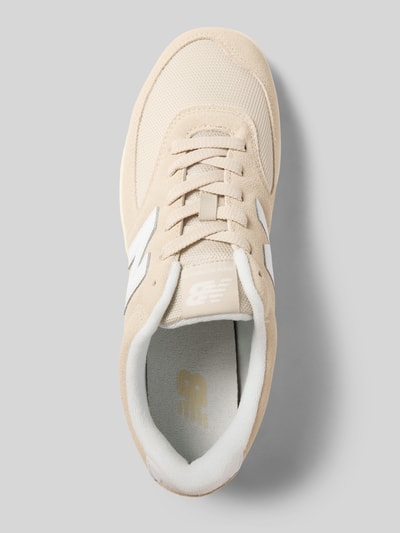 Productfoto, Sneaker uit mix van leer en textiel met logoprint, afgeronde punt, vetersluiting, beige, New Balance heren sneakers, hakhoogte 3 cm, schachthoogte 8 cm, schachtbreedte 7 cm