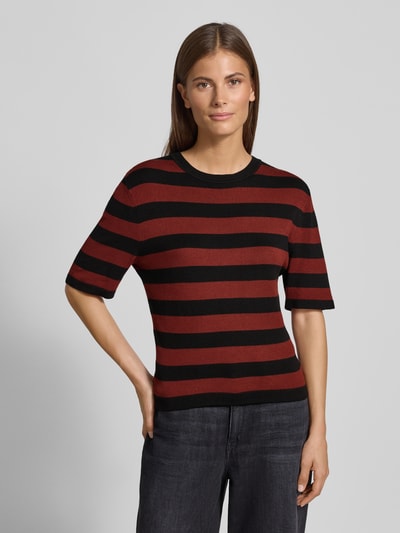 GUIDO MARIA KRETSCHMER WOMAN Gebreid shirt van viscosemix met ronde hals Bordeaux - 4