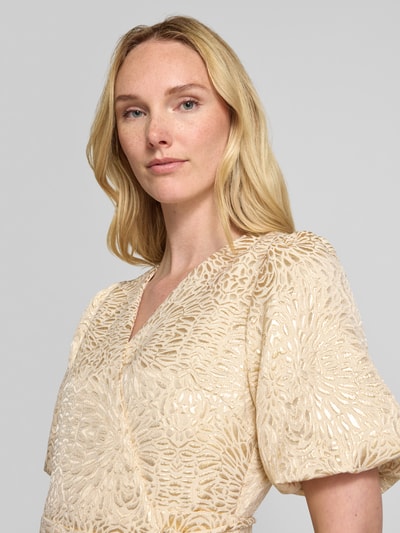 YAS Wikkeljurk met pofmouwen, model 'JACKY' Goud gemêleerd - 3