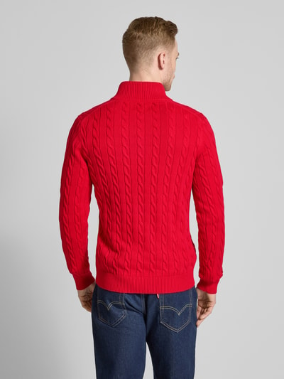 Gant Strickpullover mit Zopfmuster Rot 5