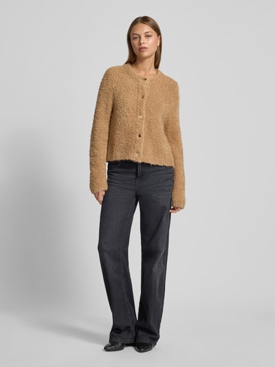 Hemisphere Gebreid jack van alpacamix met ronde hals Camel - 1