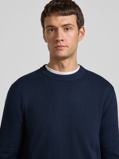 Tom Tailor Denim Regular fit gebreide pullover van katoen Marineblauw - 3
