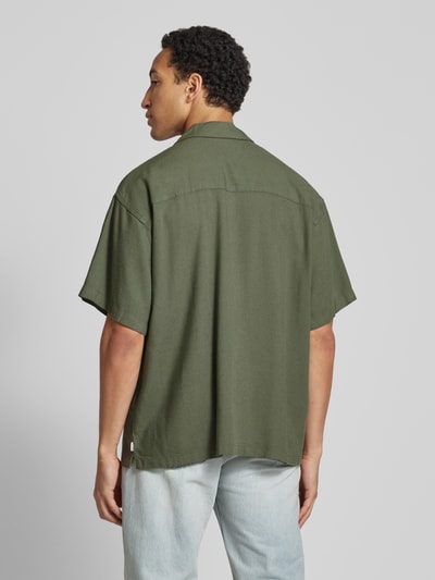 Jack & Jones Relaxed Fit Freizeithemd aus Viskose-Leinen-Mix Modell 'WAYNE' Dunkelgruen 5