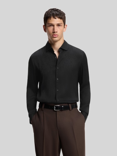 HUGO Slim Fit Businesshemd aus Viskose mit Jacquardstruktur Modell 'KENNO' Black 4