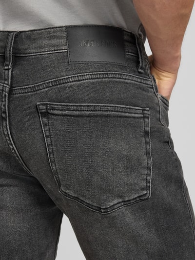 ONLY & SONS Regular Fit Jeansshorts aus Baumwoll-Mix Modell 'PLY' Black 3