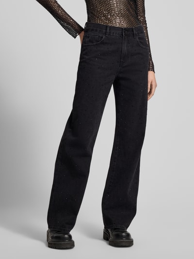 Gina Tricot Straight leg jeans met strass-steentjes Zwart - 4