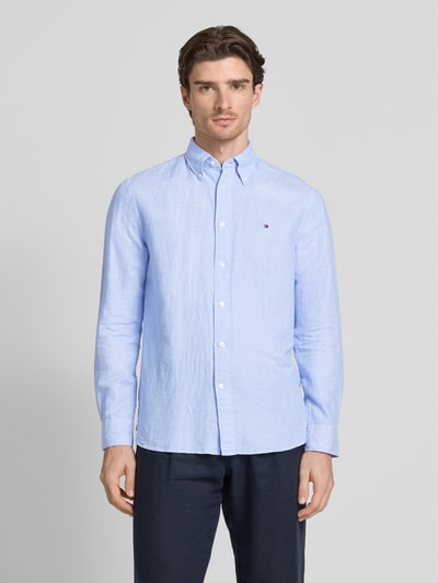Tommy Hilfiger Regular Fit Freizeithemden aus Baumwoll-Leinen-Mix Hellblau 4