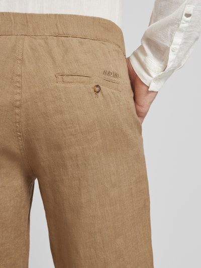 Mazine Korte linnen broek in effen design, model 'Littlefield' Beige - 3