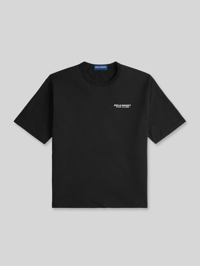 Produktfoto, Regular Fit T-Shirt aus reiner Baumwolle von Polo Ralph Lauren in uni zwart met labelprint op borst, korte mouw, ronde hals, katoen.