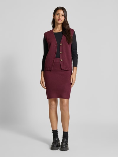 Christian Berg Woman Knielanger Strickrock mit elastischem Bund Bordeaux 1