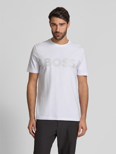 BOSS Green T-Shirt mit Label-Print Weiss 4