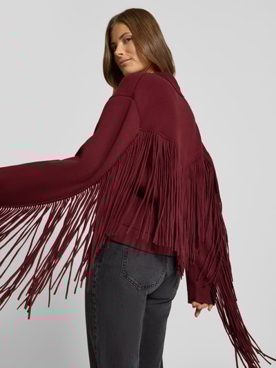 Essentiel Antwerp Kardigan o pudełkowym kroju z mieszanki wiskozy model ‘ISTERN’ Bordowy 3