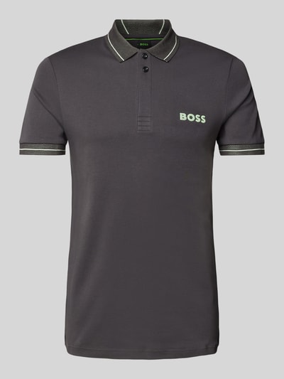 BOSS Green Poloshirt mit Label-Print Modell 'Paule' Anthrazit 2