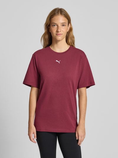 PUMA Relaxed fit T-shirt met logoprint Bordeaux - 4