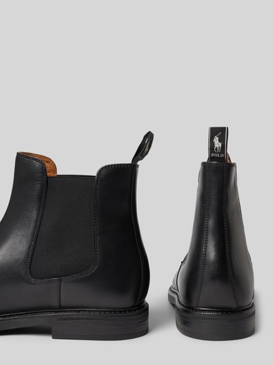Polo Ralph Lauren Chelsea boots van leer met elastische inzetten, model 'ASHER' Zwart - 2