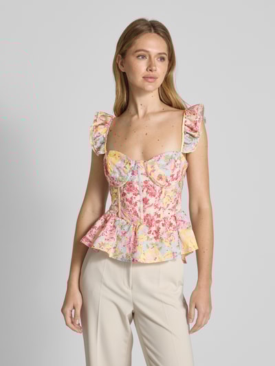 ADLYSH Blusenshirt mit rückseitigem Schnürverschluss und Schößchen GELB 4