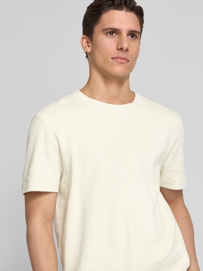 BOSS T-Shirt mit Label-Stitching Modell 'Taut' Offwhite 3