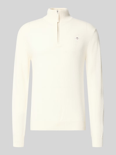 Gant Regular Fit Pullover mit Strick-Optik aus reiner Lammwolle Offwhite 2