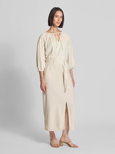 Vila Regular Fit Bluse aus Viskose-Baumwoll-Mix mit Leinen-Anteil Modell 'PRISILLA' Beige 1