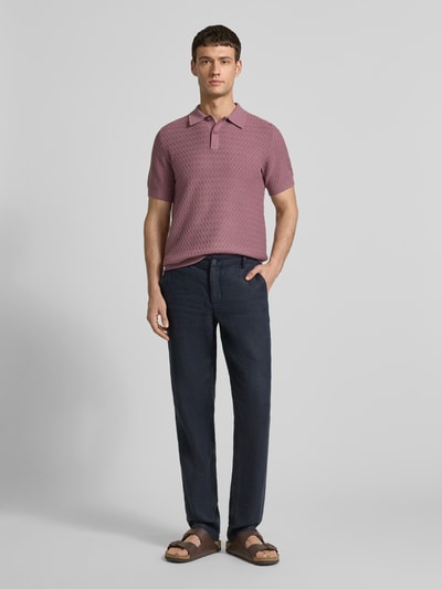 Samsøe Samsøe Strickshirt mit Polokragen und Knopfleiste Hellrot Melange 1