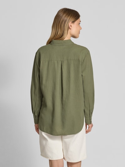 FREE/QUENT Relaxed Fit Leinenbluse mit Brusttasche Modell 'Lava' Oliv 5