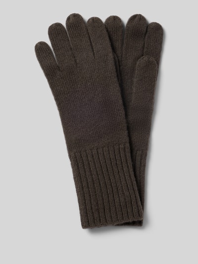 Produktfoto, Handschuhe aus reinem Kaschmir von Seeberger in Dunkelbraun, gestrickte Optik, elastyczny ściągacz, rękawiczki damskie
