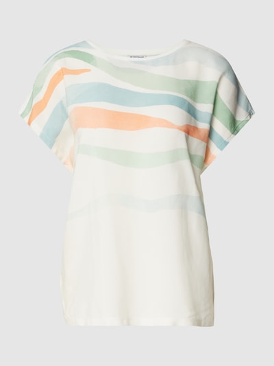 Tom Tailor T-shirt van viscose met all-over motief Offwhite - 2