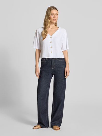 Apricot Hemdbluse aus Viskose-Mix mit Leinen-Anteil Offwhite 1