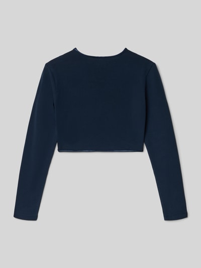Produktfoto, Regular Fit Bolero aus Baumwoll-Mix von s.Oliver RED LABEL in einfarbig Dunkelblau mit langem Arm und 1-Knopf-Verschluss.