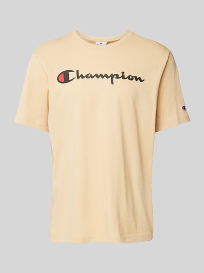 CHAMPION T-shirt z nadrukiem z logo Beżowy 2