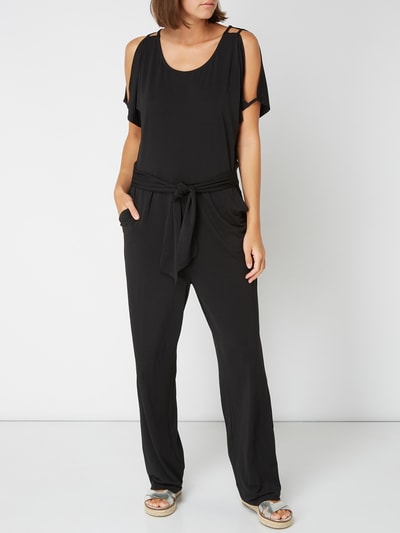 Kaffe Cold shoulder-jumpsuit met tailleband Zwart - 1