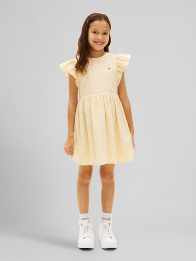 Tommy Hilfiger Teens Fit and flare jurk van puur katoen met gestikt logo Geel - 4
