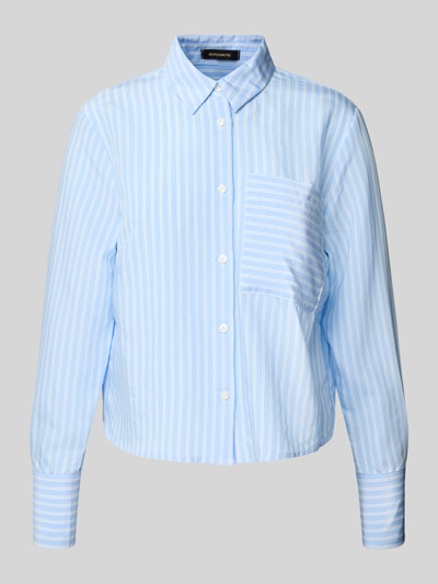 More & More Regular fit overhemdblouse van viscosemix met borstzak Hemelsblauw - 2