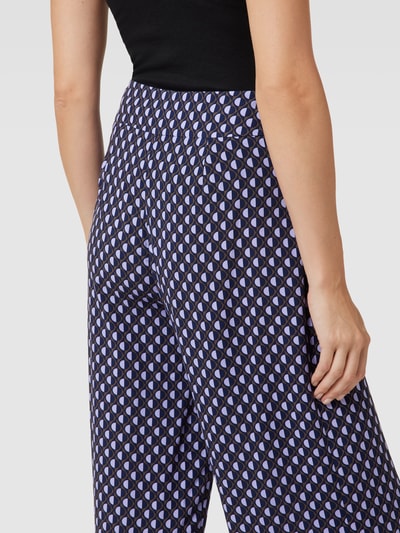 OPUS Culotte met all-over motief, model 'Misha Retro' Marineblauw - 3