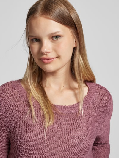 Only Gebreide pullover met ronde hals, model 'GEENA' Oudroze - 3