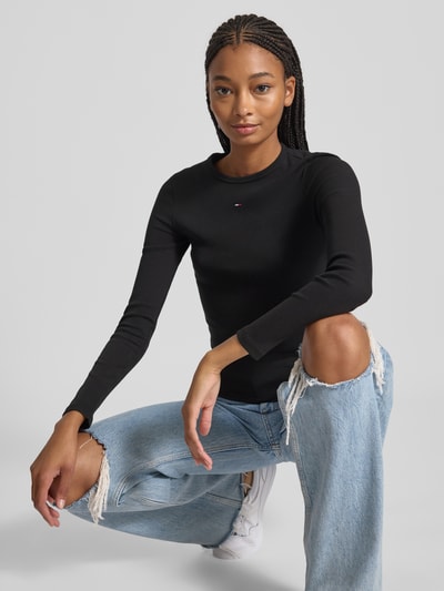 Tommy Jeans Slim Fit Langarmshirt aus Ripp Black 3